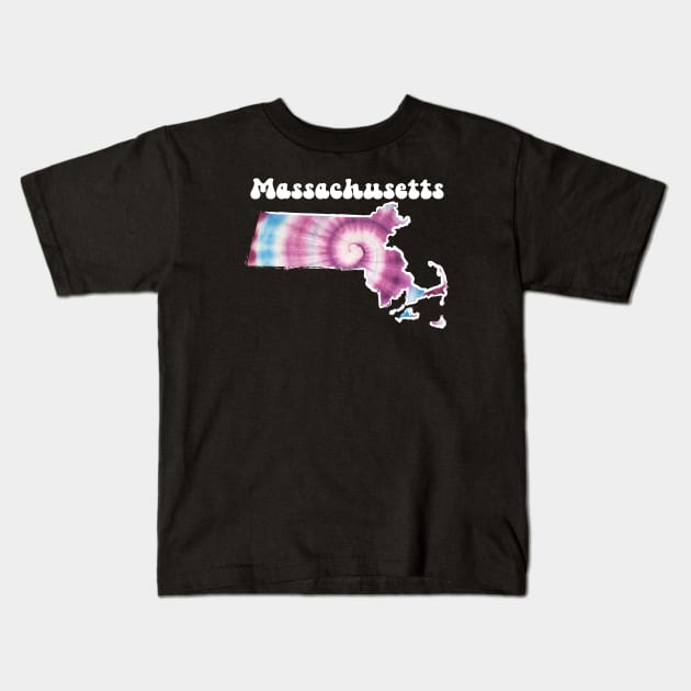 Massachusetts Tie Dye Kids T-Shirt by SunburstGeo